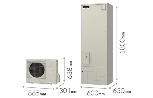 Vシリーズ 300L SRT-W306D-2（貯湯ユニット 幅600×奥行650×高さ1800mm、ヒートポンプ 高さ638mm）