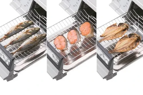 パロマ ブリリオのグリルで焼き網を使って魚を焼いたところ