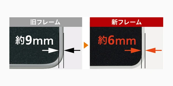 ブリリオのすっきりフレームトップ（旧フレーム約9mmから新フレーム約6mmへ）