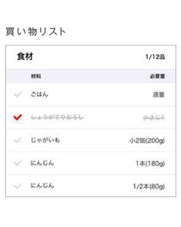 買い物リスト・レシピメモ