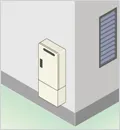 屋外壁掛形に設置した石油給湯器のイラスト