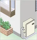 屋外据置形に設置した石油給湯器のイラスト