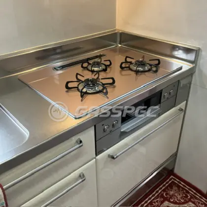 施工後のビルトインガスコンロ（パロマ PD-893WS-U75GP）