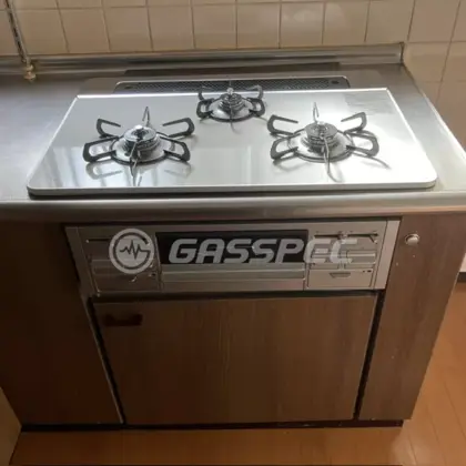 施工後のビルトインガスコンロ（パロマ PD-509WS-75CV）
