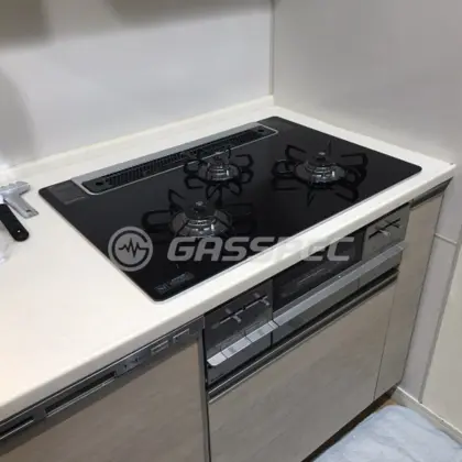 施工後のビルトインガスコンロ（パロマ PD-721WS-75GK）