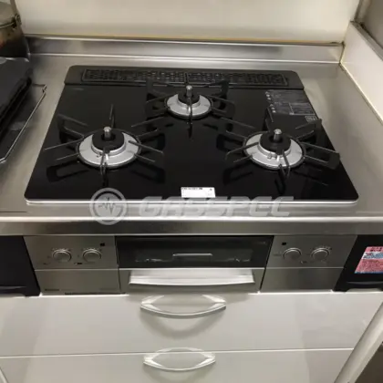 施工後のビルトインガスコンロ（リンナイ RHS31W23L1RSTW）