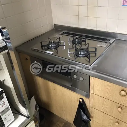 施工後のビルトインガスコンロ（ノーリツ N3WS3PWASKSTEC）