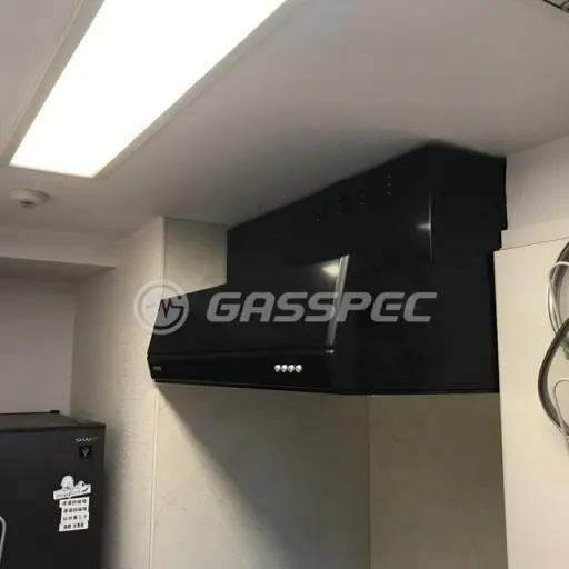 交換後のレンジフード（富士工業 BFRS-3G-751R BK）