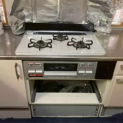 奈良県奈良市 交換前のビルトインガスコンロ パロマ PD-N60WV-75C