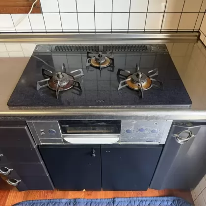 福岡県太宰府市 交換前のビルトインガスコンロ リンナイ RB71WGRX3-L