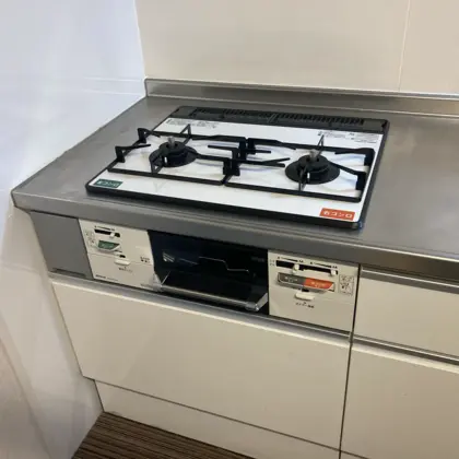 神奈川県藤沢市 交換後のビルトインガスコンロ リンナイ RHS21W40P38YGWW