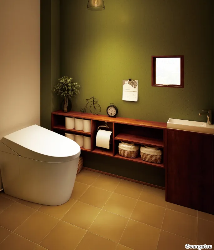 サンゲツ カルムタイル（HM-12039）を張ったトイレのイメージ