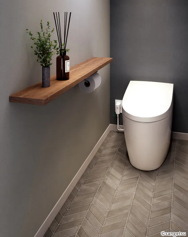 サンゲツ コラーリタイル（HM-12171）を張ったトイレのイメージ